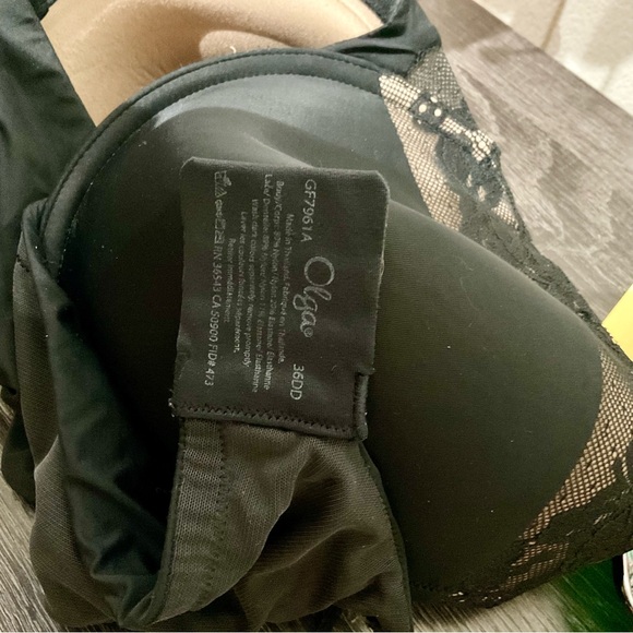 Olga Cloud 9 Bra 36DD Black Lace Underwire Push-up Bra Lace Lift - Picture 3 of 7